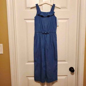 NWT Girls' Cat & Jack Lightweight Denim Ruffle Jumpsuit Romper Jumper - Size 7/8